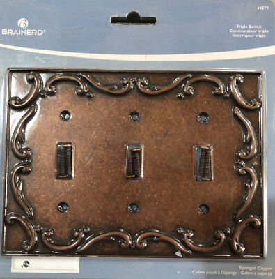 164716 BRAINERD French Lace 3-Gang Sponged Copper Triple Toggle Standard 64279