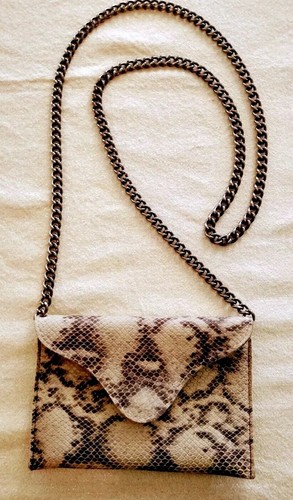 JJ Winters Snake Print Leather Crossbody Envelope Purse