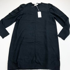 WAYF Black Puff Sleeve Long Sleeve Sheath Sweater Dress Size XLarge