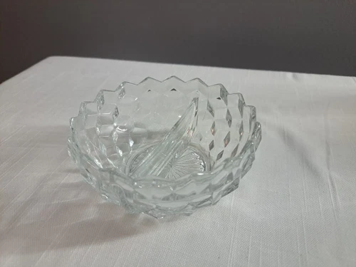 Vintage Fostoria American 2056 2 Part Round Mayonnaise Dish Diameter 6 3/8"