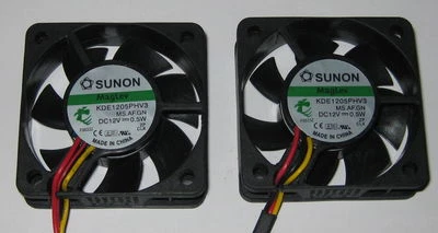 2 X Sunon 50 mm Ultra Quiet Cooling Fans - 12 V - 10 CFM - 22 dB - KDE1205PHV3