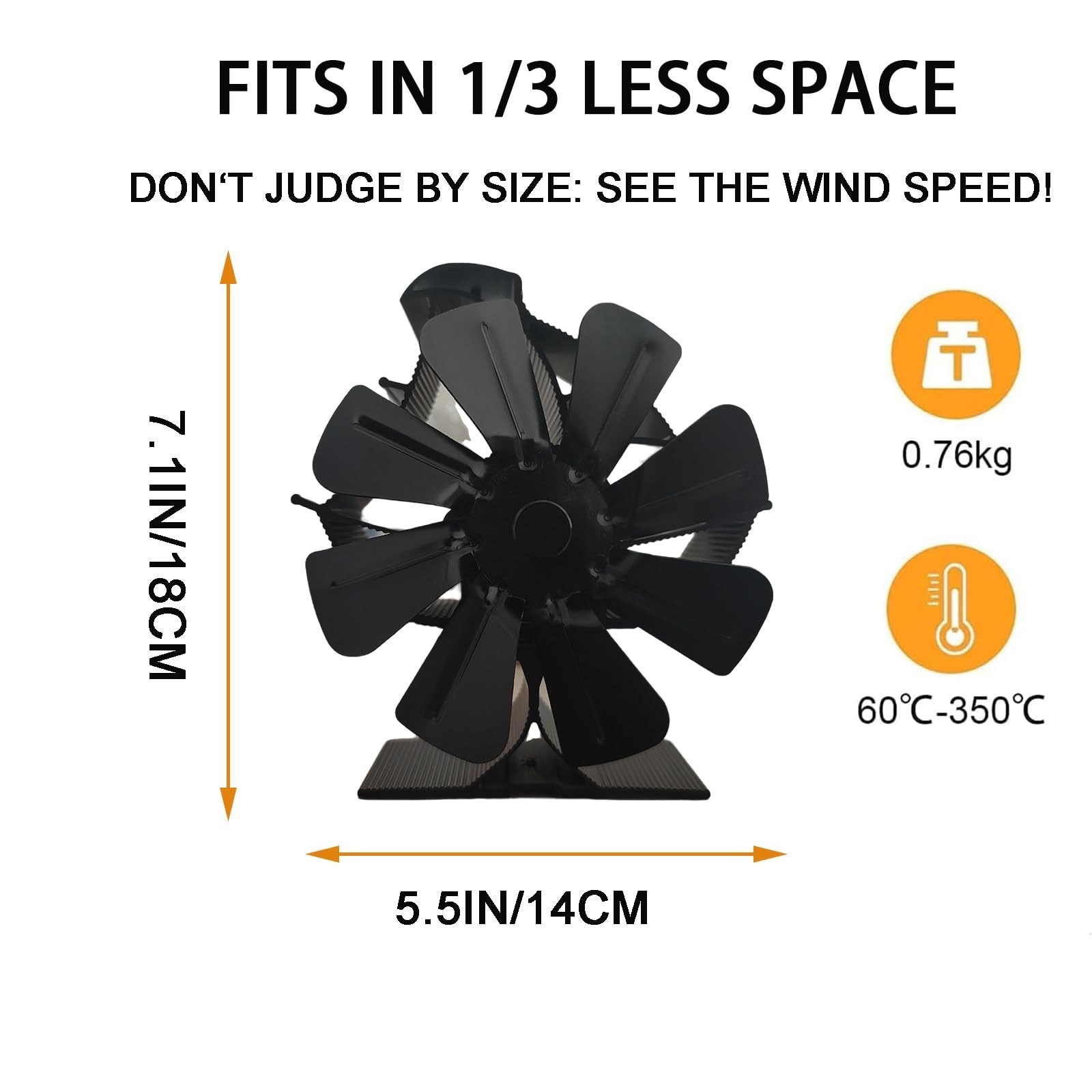 Melede 8-Blade Heat Powered Stove Fan for Wood/Log Burner/Fireplace increases...