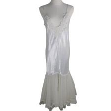 Vintage Victoria's Secret Gold Label Bridal Nightgown S Satin Lace USA White OW