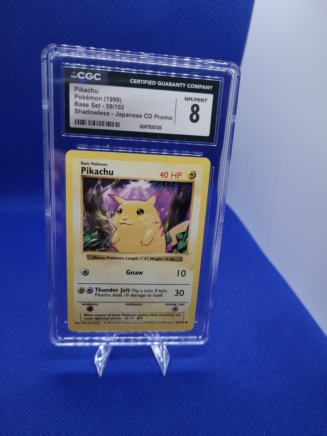 1999 Pokémon TCG Pikachu Base Set 58/102 Cgc 8 Shadowless