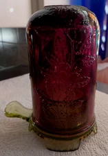 Mosser HOLLY FAIRY LAMP Purple AMETHYST TOP & GREEN BASE Holly & Berries EXC.