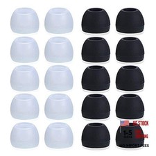 20 Pcs Medium Silicone Earbud Cap Tip Cover Replacement - 10 Black, 10 Clear