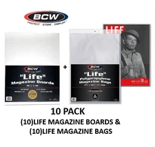 BCW (New) Life Magazine (10)ct Pack - Magazine Boards & Magazine Bags Set
