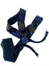 Faja Cinta Guatemalan Black Floral Beaded Hand Woven Loomed Belt Sash