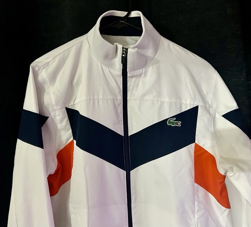 Lacoste Sport Track Jacket Mens Medium White/Red/ Blue - Pre Owned Condition! - Picture 2 of 9