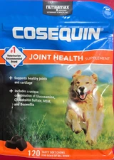 COSEQUIN JOINT HEALTH SUPPLEMENT FOR DOGS 120 TASTY SOFT CHEWS NEW