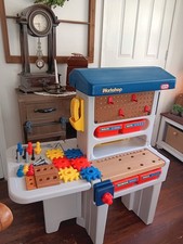 Vintage Child Size Little Tikes Workbench And Tools Workshop Pretend Play