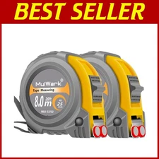 Ultra-Durable Metal Blade Tape Measure - 26ft 2 Pack