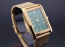 Vintage Seiko Slim GREEN GOLD Quartz Men's Wrist Watch - ( FREE SHIPPING )