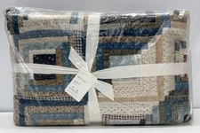 NEW Pottery Barn Lassen Handcrafted Appliqué KING/CAL KING Quilt~Blue Multi