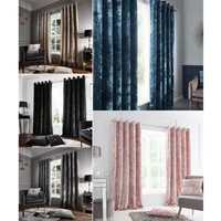Catherine Lansfield Crushed Velvet Lined Eyelet Curtains