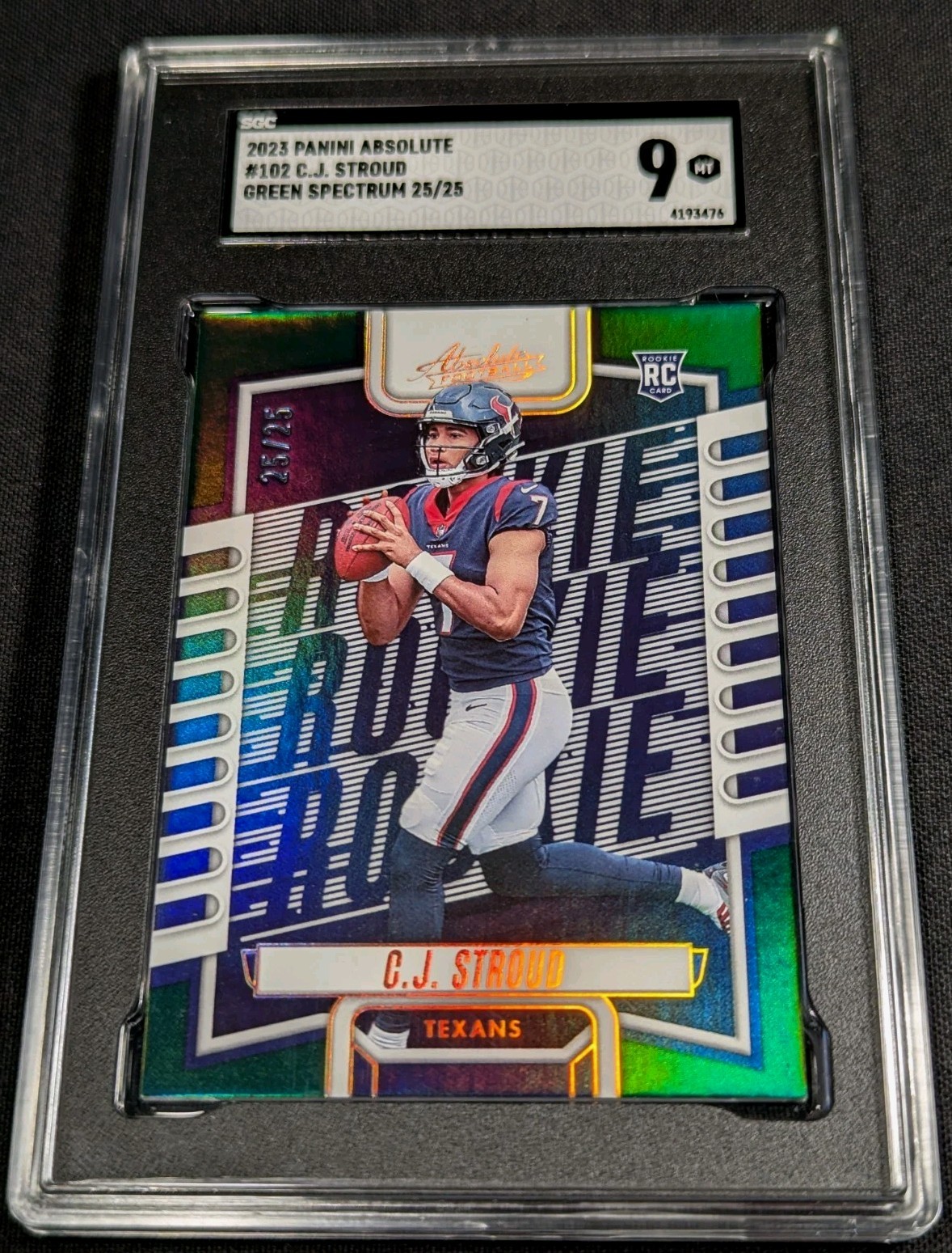 SGC 9 1/1 SSP RC #25/25 CJ STROUD GREEN SPECTRUM ⚡TRUE ROOKIE #102 2023 Absolute