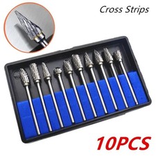 NEW 10Pcs Carbide Burr Set 1/8" Shank, Rotary Die Grinder Bits for Wood Metal
