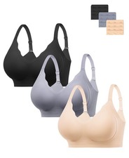 Jelly Bras for Women No Underwire 3PCS Comfort Wireless Push Up Bras Seamless...