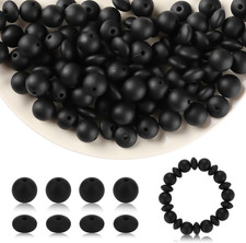 100Pcs 12mm Black Silicone Beads for DIY Crafts Round, Loose