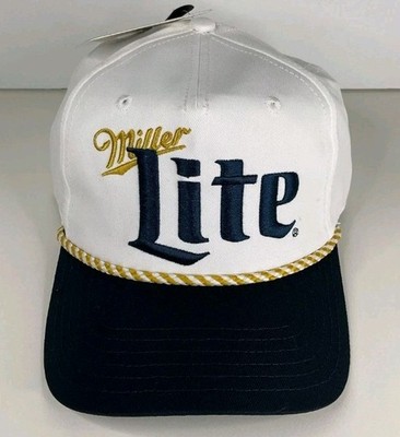MILLER LITE Embroidered Snapback Hat Cap White Retro Rope Golf Genuine Licensed
