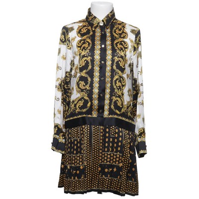 Zara Woman, Blusenkleid, Größe: S, Schwarz/Weiß/Gold, Polyester, Print #Eoj
