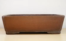 Japanese Bonsai Pot Tokoname NAKANO GYOZAN 11.2"(28.5cm) Unglazed Rectangle Y991