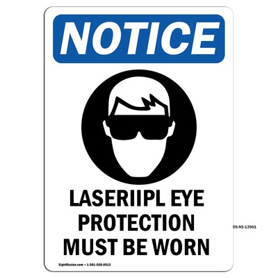 Laser Ipl Eye Protection With Symbol OSHA Notice Sign Metal Plastic Decal