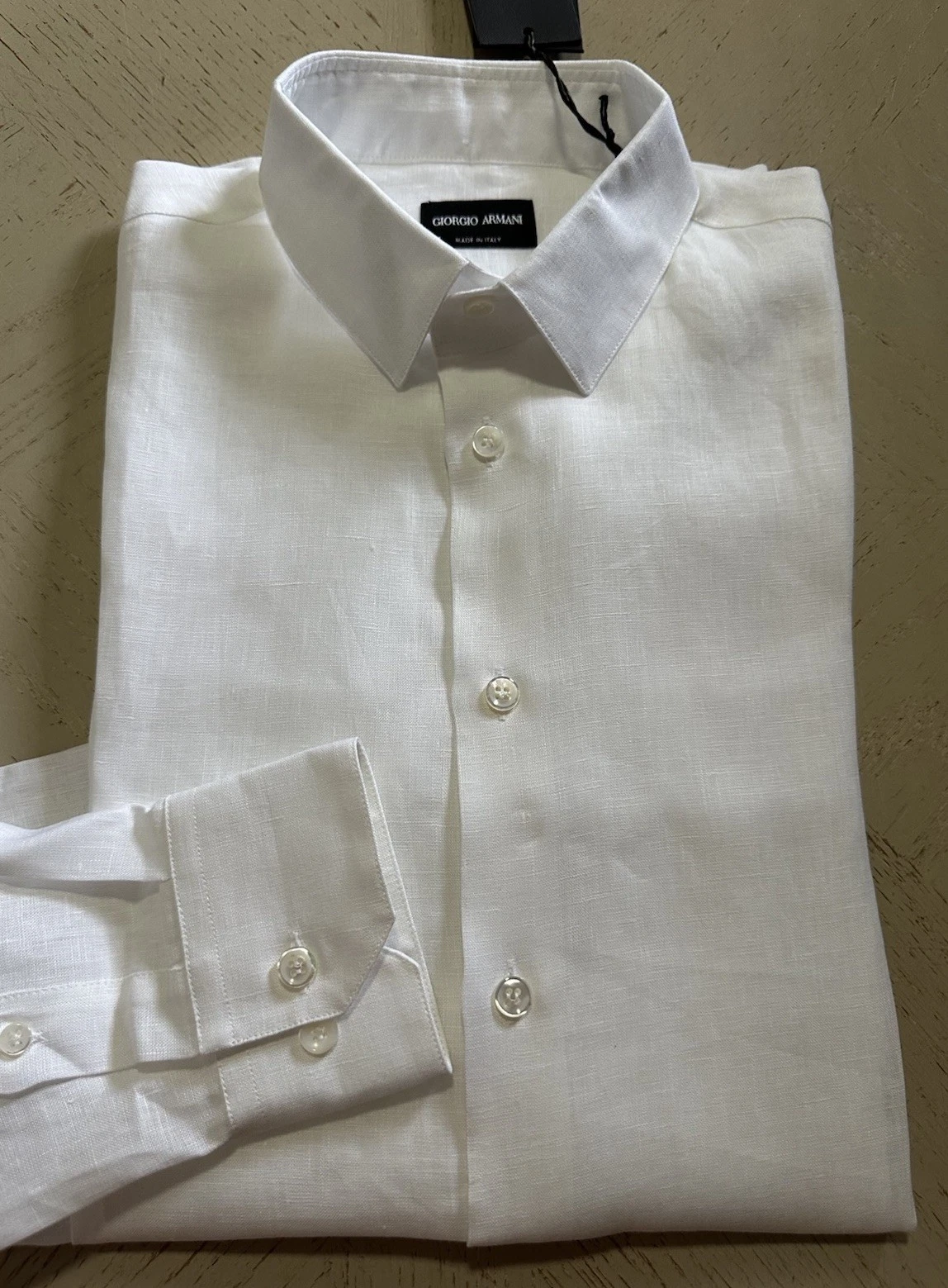Giorgio Armani Men 100% Linen Shirt White Size 39/15.5 New $695 Italy