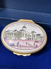 Vintage Halcyon Days Enamel Trinket Box A Present From London in Original Box