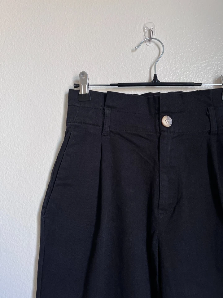 Pantalón Zara Plisado Bolsa de Papel en Negro Talla XS Foto 2 de 4