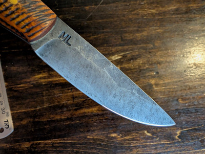 ML Knives Carver Carbon Steel Textured Curly Maple with Sheath