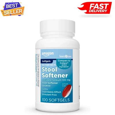 Stool Softener Laxative, Docusate Sodium 100 Mg, Softgels, for Constipation Reli