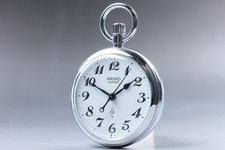 Exc 5 Seiko Railway Pocket Watch 7550-0010 White Quartz 50mm From JAPAN