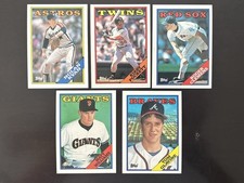 1988 Topps Lot Of (5) Ryan, Puckett, Clemens, Glavine RC Mint