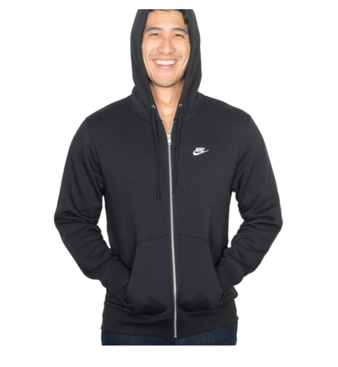 Nike Men’s Full Zip Club Fleece Hoodie FN3861-010 Black Size XL