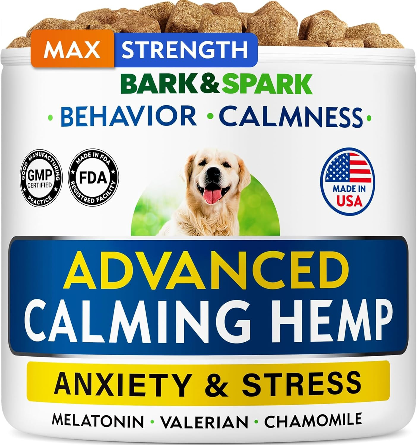 Advanced Calming Chews for Dogs - Hemp Chew + Melatonin - Anxiety Relief - Sleep
