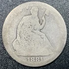 1881 Seated Liberty Half Dollar 50c AG About Good Lowball Heavily Worn