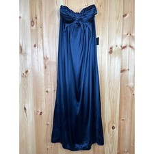 NWT Lulus Memorable Entrance Dark Blue Strapless Satin Maxi Dress Bridesmaid M
