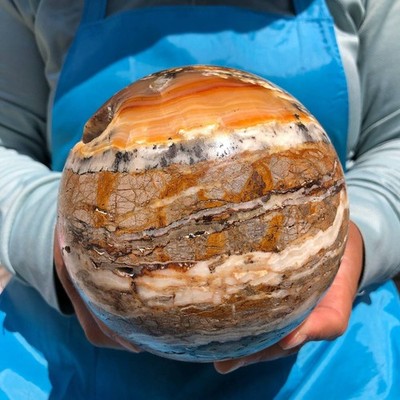 6.97LB Natural Striped Agate Ball Quartz Crystal Sphere reiki healing