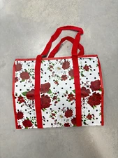 Improvements Waterproof Liner Super Shopper Flowered Red Tote Bag