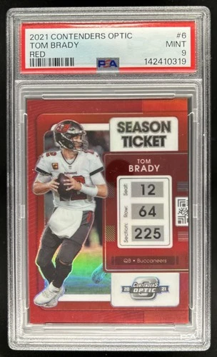 2021 Panini Contenders Optic Tom Brady Red Season Ticket #/175 Buccaneers PSA 9