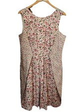 TALBOTS WOMEN'S SLEEVELESS Floral Cotton DRESS-SIZE 14 Pink & Green