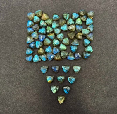 Natural Labradorite Trillion Briolette Cut Gemstone Lot 77 Pcs 8 MM 120 CT