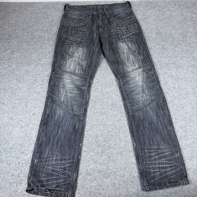 Pepe Jeans London Moto Biker Black Wash Jeans Men s 34x34 Y2K Grunge