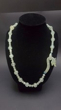 30s Art Deco Opaque Gem Quality Apple Green Jadeite Jade Dragon & Bead Necklace
