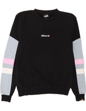 ELLESSE Womens Oversized Sweatshirt Jumper UK 10 Small Black Colourblock AX09