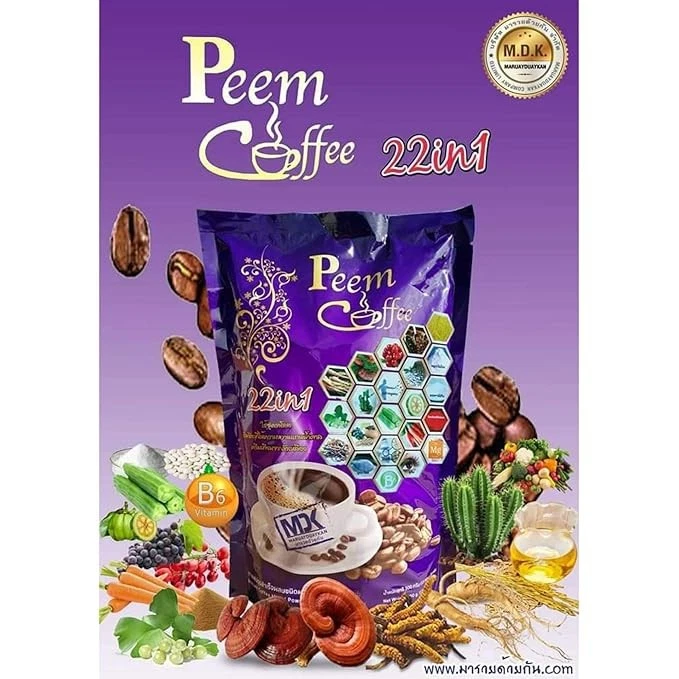 Peem Coffee Herbs 39 en 1 mezcla de café instantáneo en polvo 300 g 15 sobres sin azúcar Foto 3 de 4