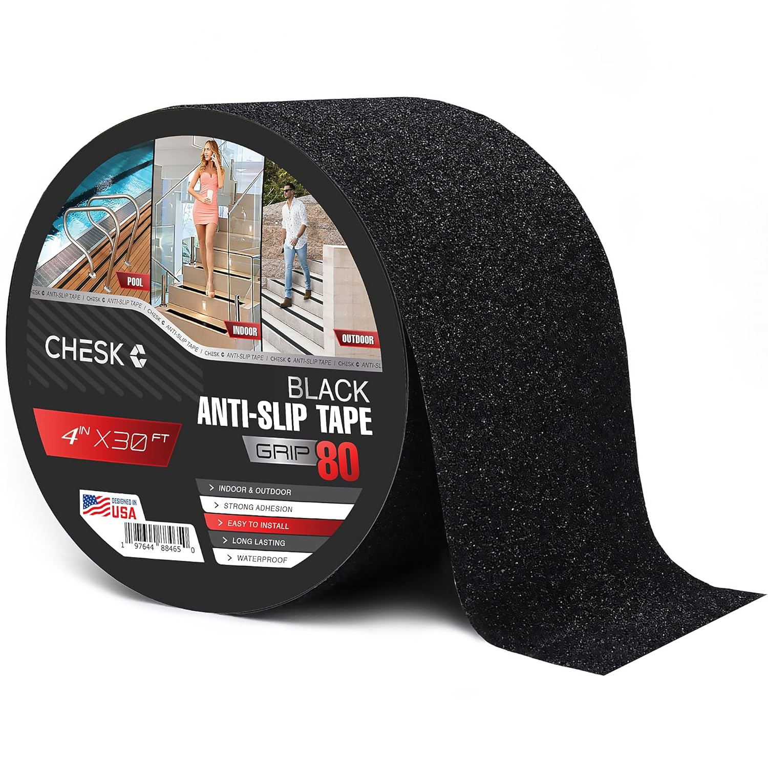 Grip Tape for Stairs – 4in x 30ft Black Anti-Slip Stair Strips – Non-Slip Tape