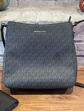 Michael Kors Jet Set Large Crossbody Travel Bag, Black W/ Signature Print