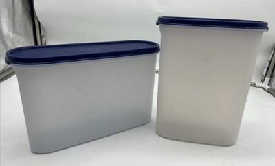 Lot of 2 Tupperware Modular Mates Blue Lids cereal keepers